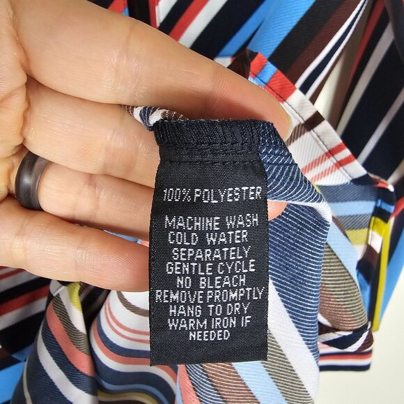 Mishca Multicolor Striped Button Up Shirt S Artsy Rainbow Geometric Relaxed‎ Fit - Picture 6 of 8
